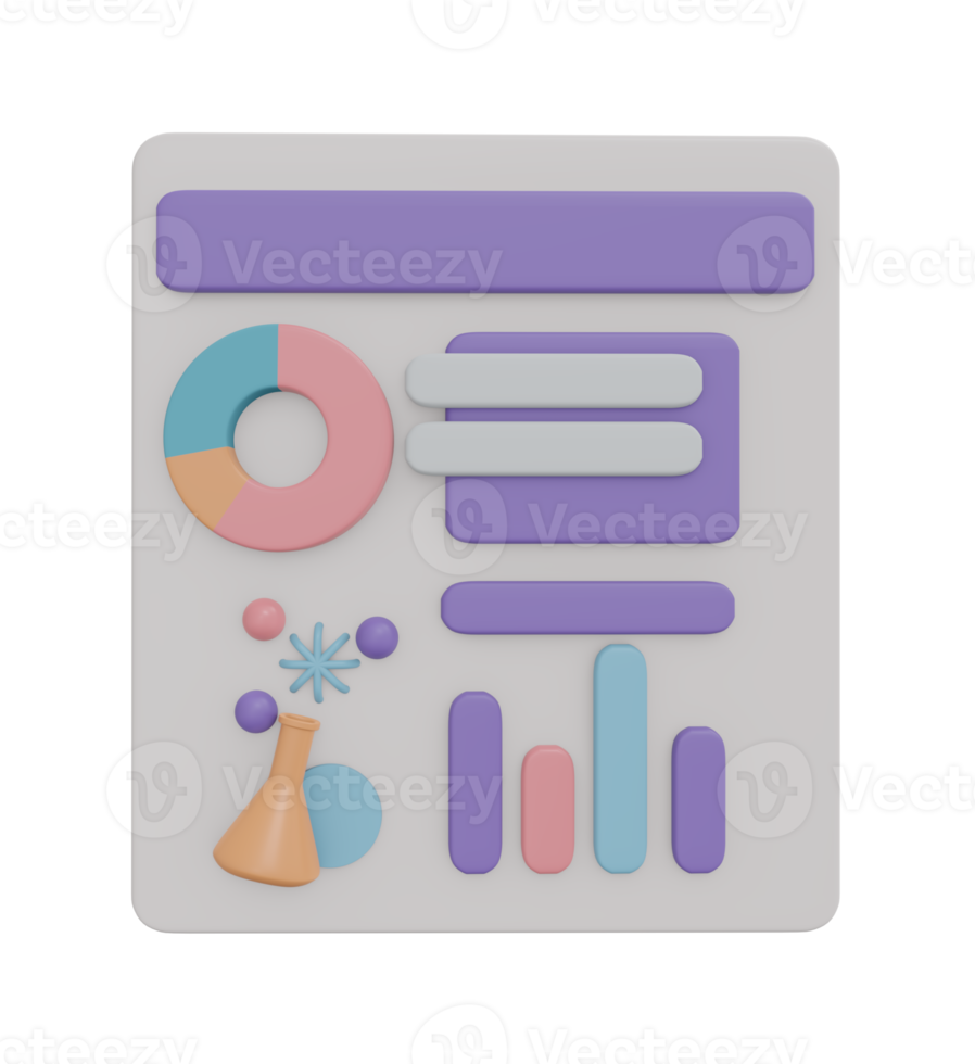 3D-rendering wetenschappelijk onderzoekspapier resultaat, pictogram png