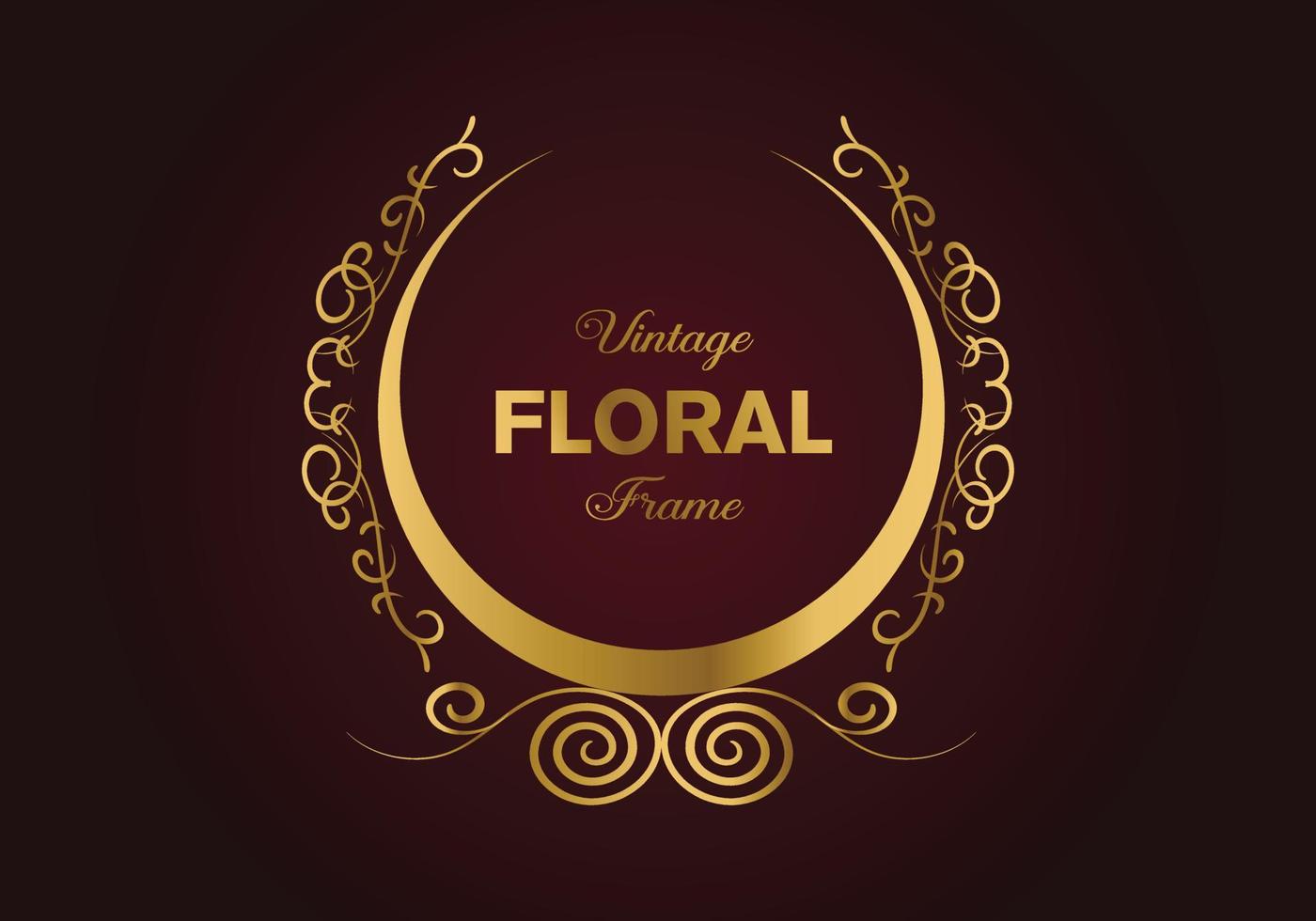 Beautiful circular golden floral stylish frame design. Free Iillustration. vector
