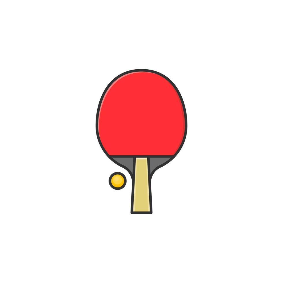 Cartoon bet and ball tennis table vector icon on white background