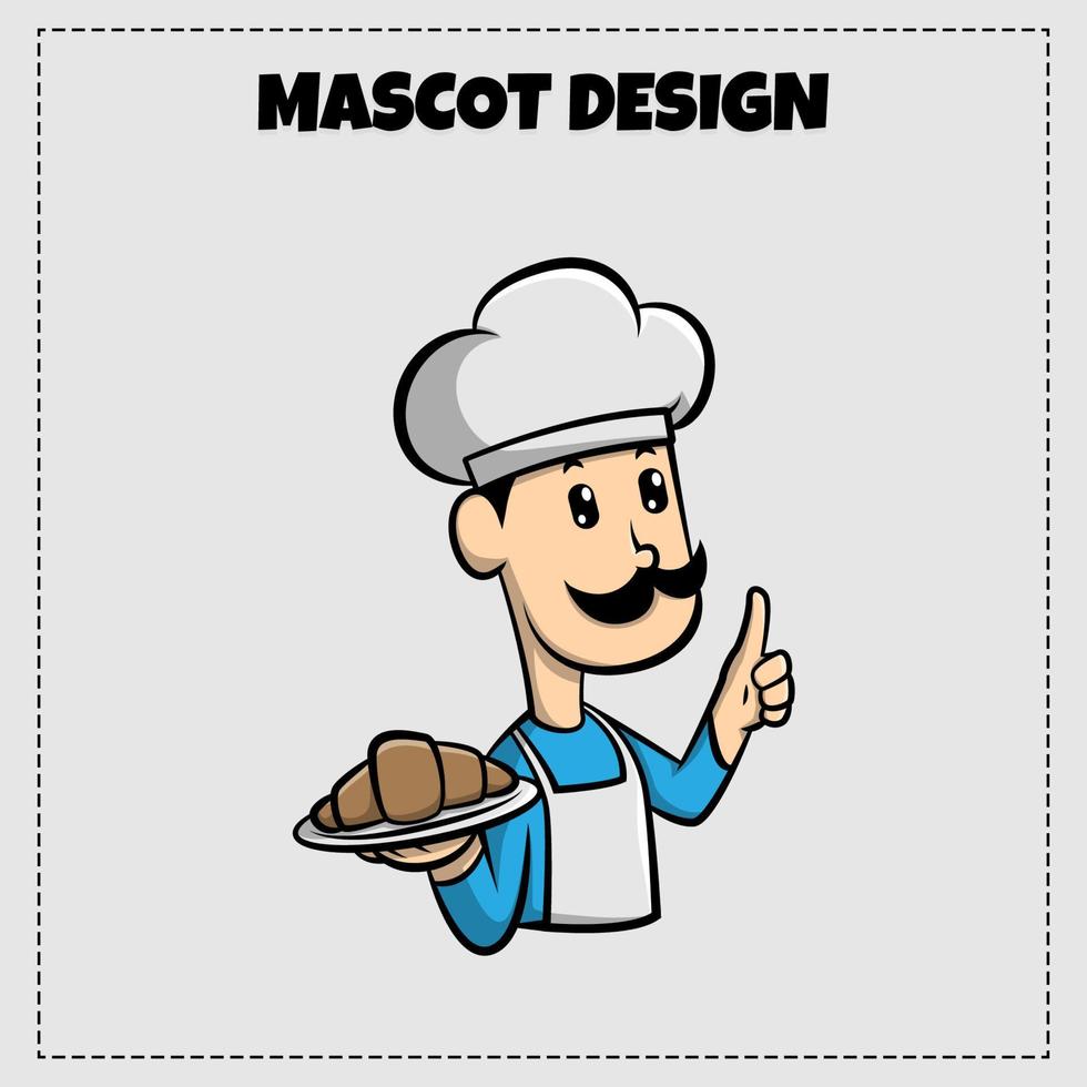 Mr Bread Mascot Chef Design Illustration vector
