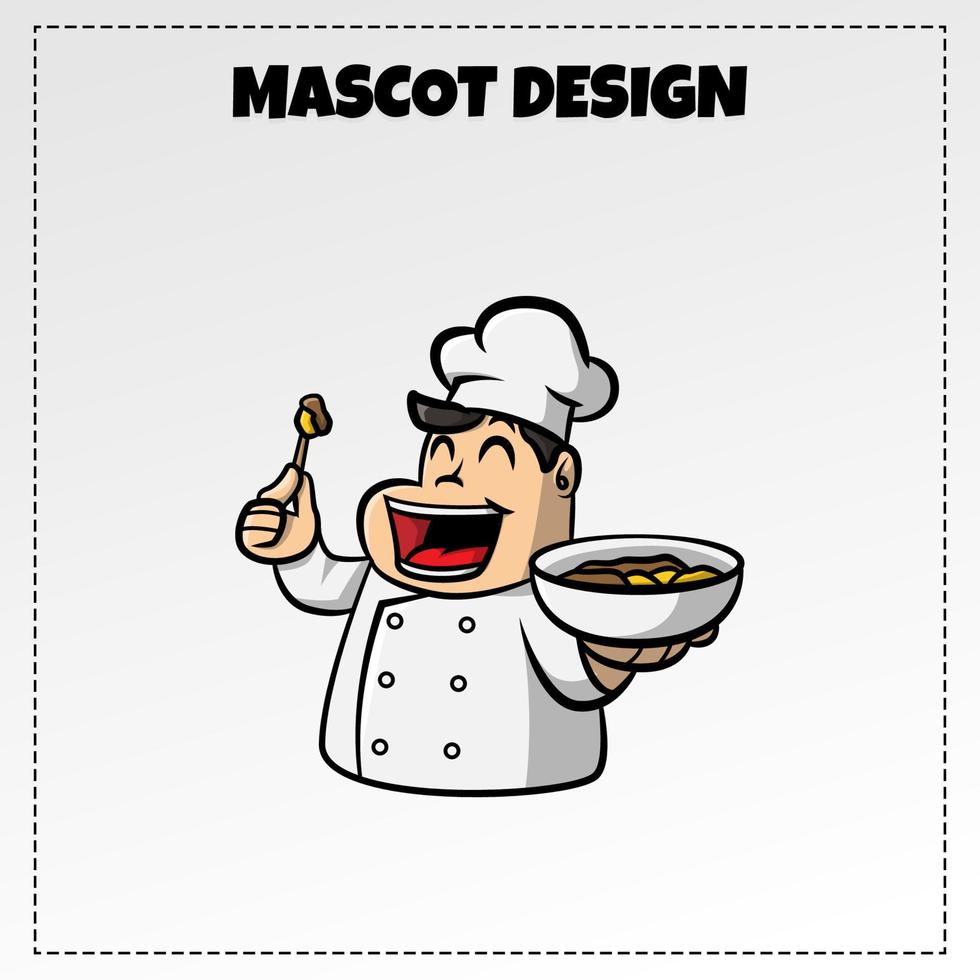 Chef Traditional Food Indonesian Mascot Design Illustration vector