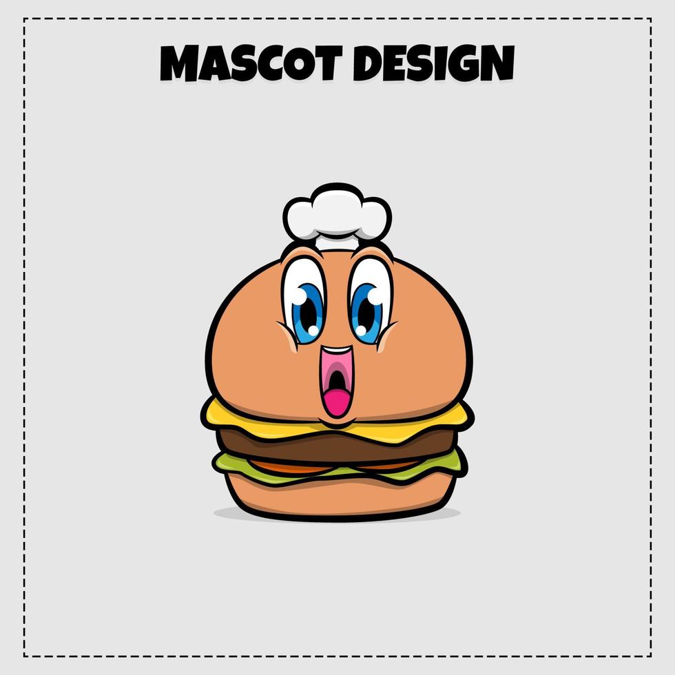 hamburguesa comida logo vector mascota ilustración diseño