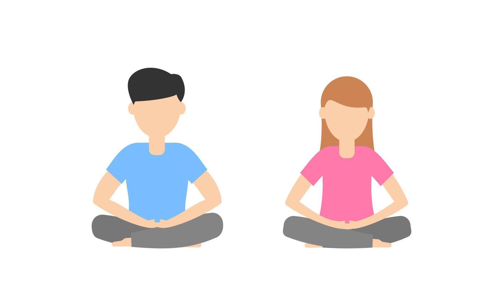 Men and woman meditating in sitting vector