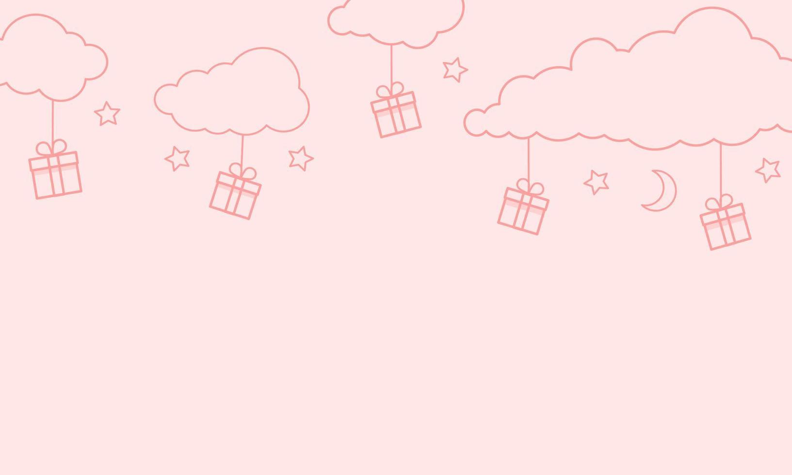 Gift boxes in the sky with the moon and star and cloud vector