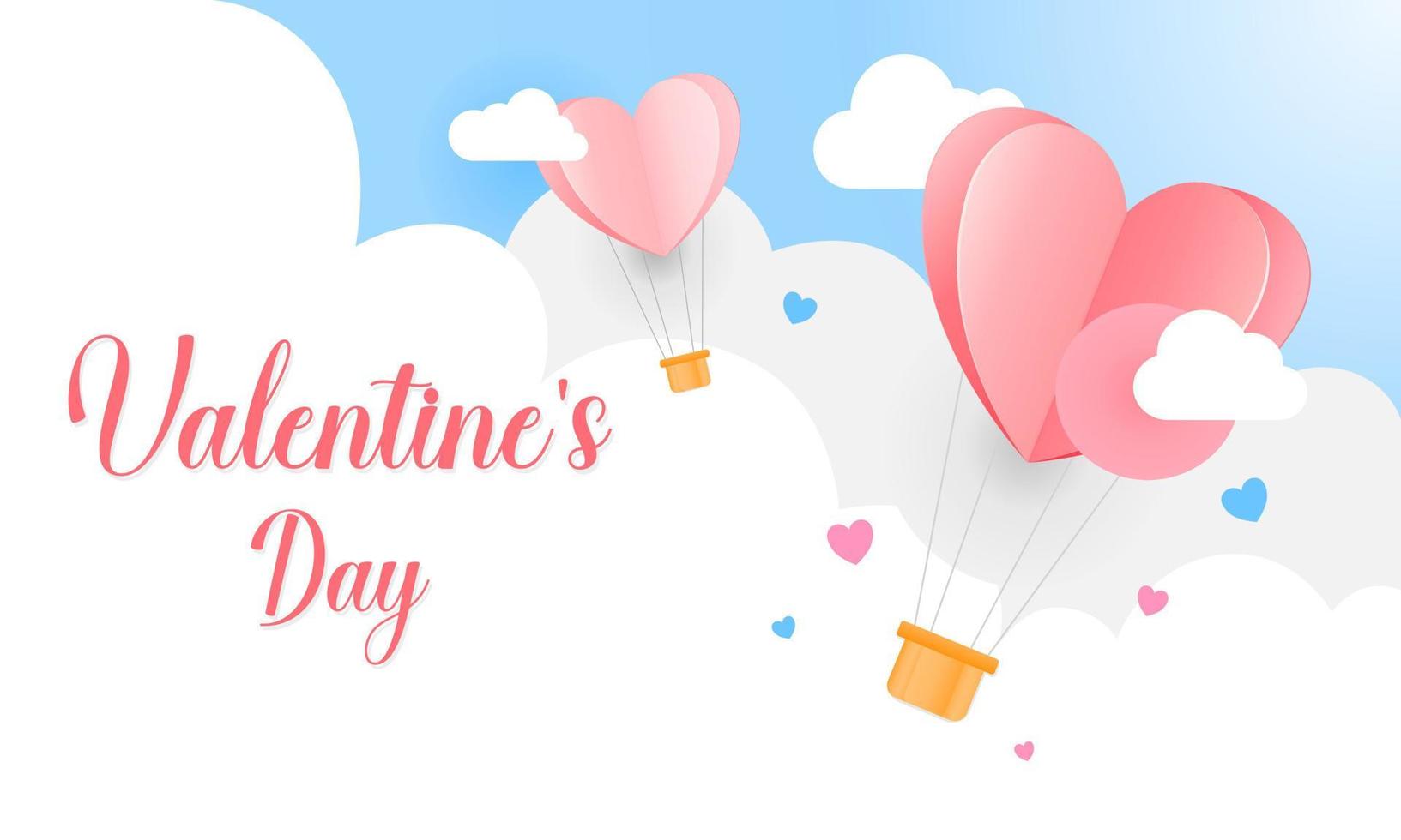 Valentine's day balloon heart with the cloud on the sky vector
