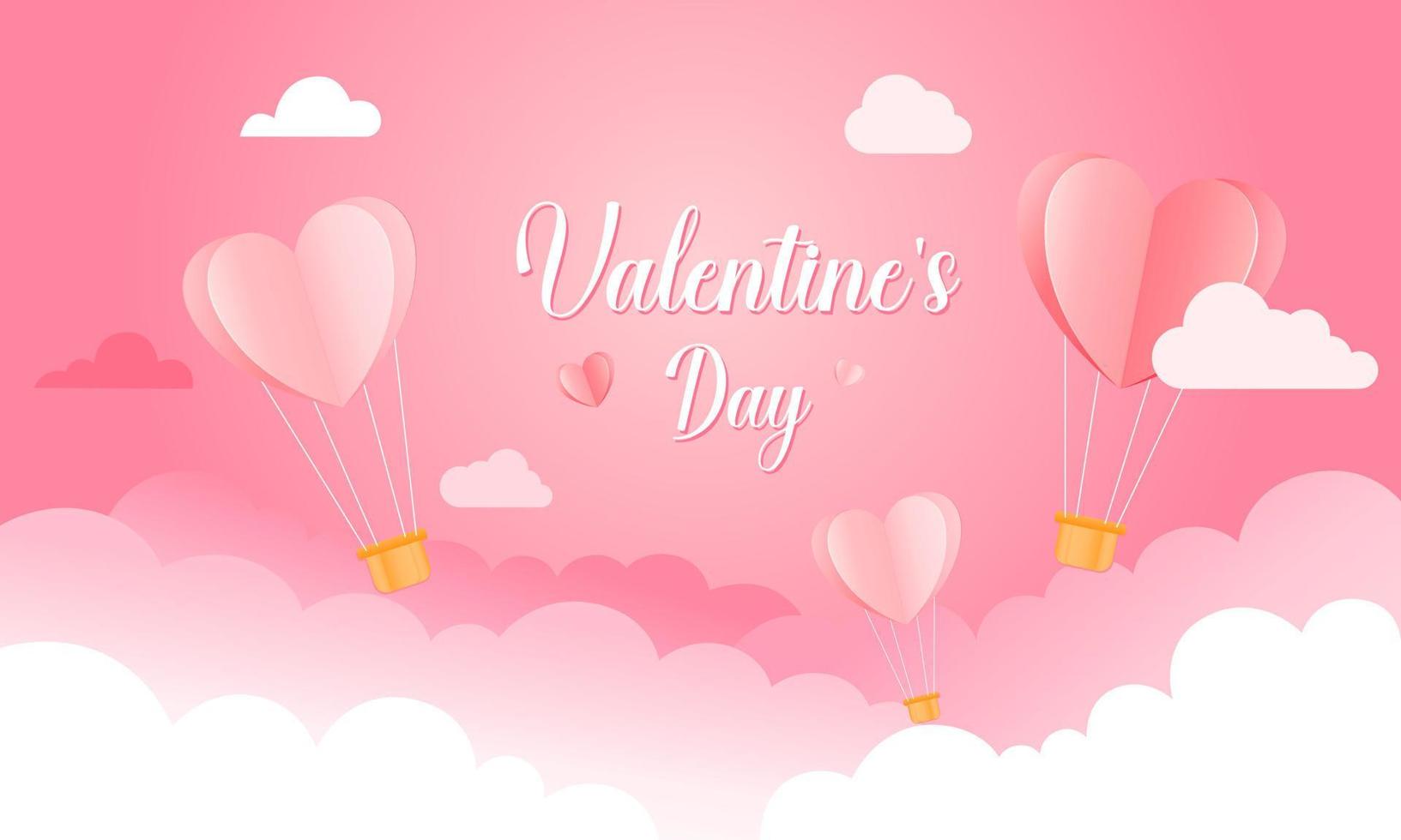 Happy Valentine's day background heart balloon on the sky vector