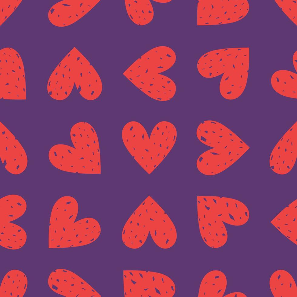 Seamless pattern red hearts with texture vector