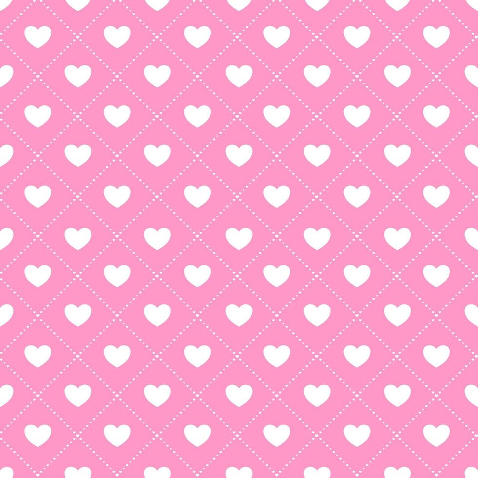 Seamless geometric diamond pattern with hearts on pink background vector