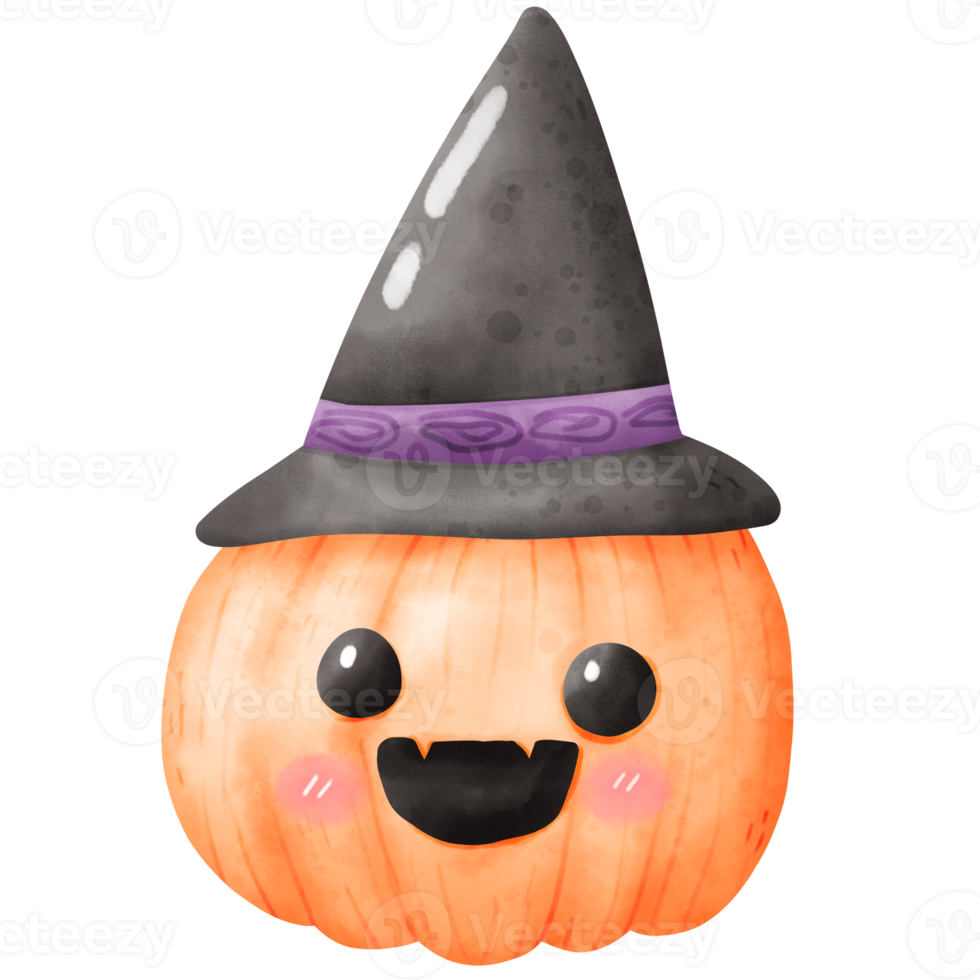 abóbora de halloween em aquarela png