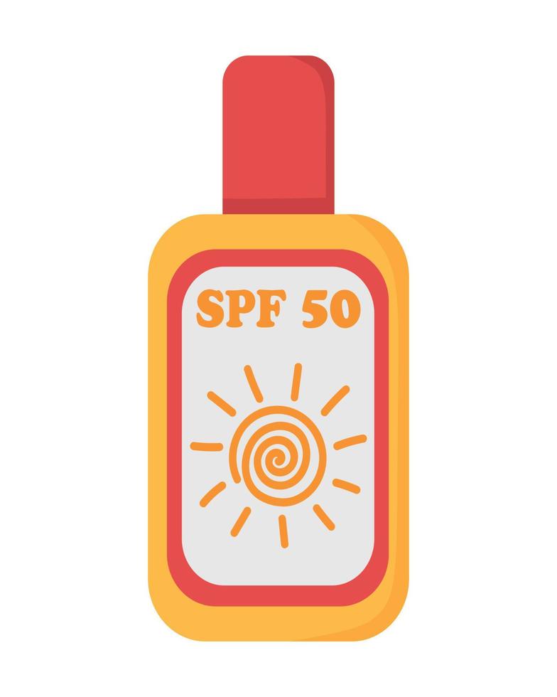 Sunscreen for relaxing on the beach. Doodle flat clipart. All objects are repainted. vector