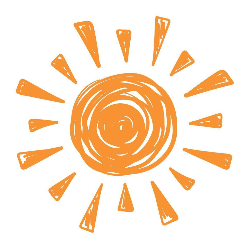 Sun simple icon. Doodle flat clipart. All objects are repainted. vector
