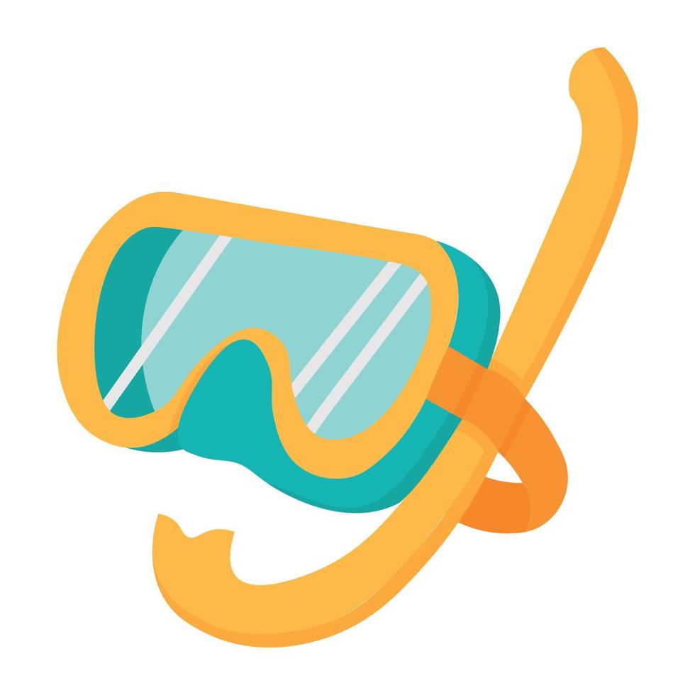 Swimming mask for deep diving. Doodle flat clipart. All objects are repainted. vector