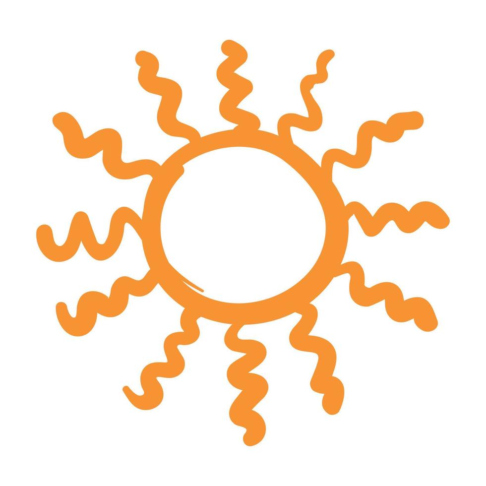 Sun simple icon. Doodle flat clipart. All objects are repainted. vector