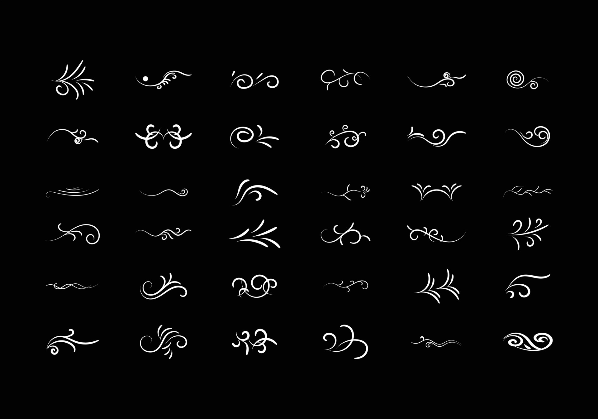 Decoration and ornaments elements set on white background. Floral