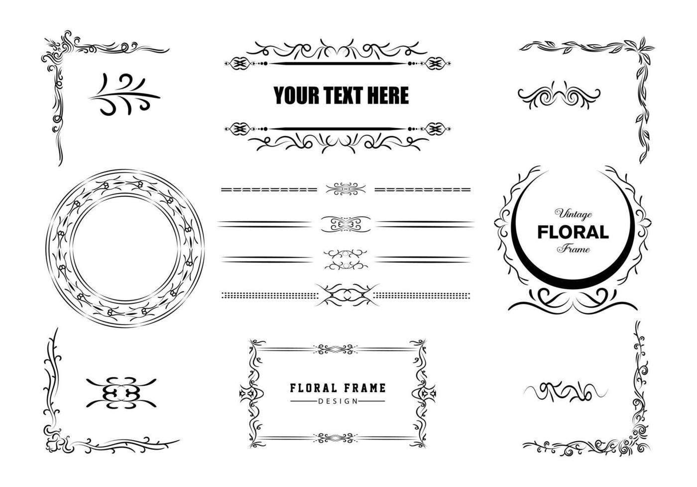 Vintage frames, dividers mega set isolated on white. Calligraphic design elements. vector