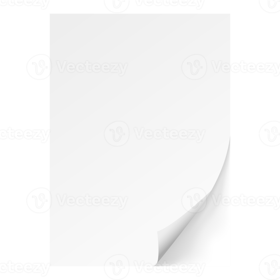 hoja blanca de papel. vector realista sobre fondo png