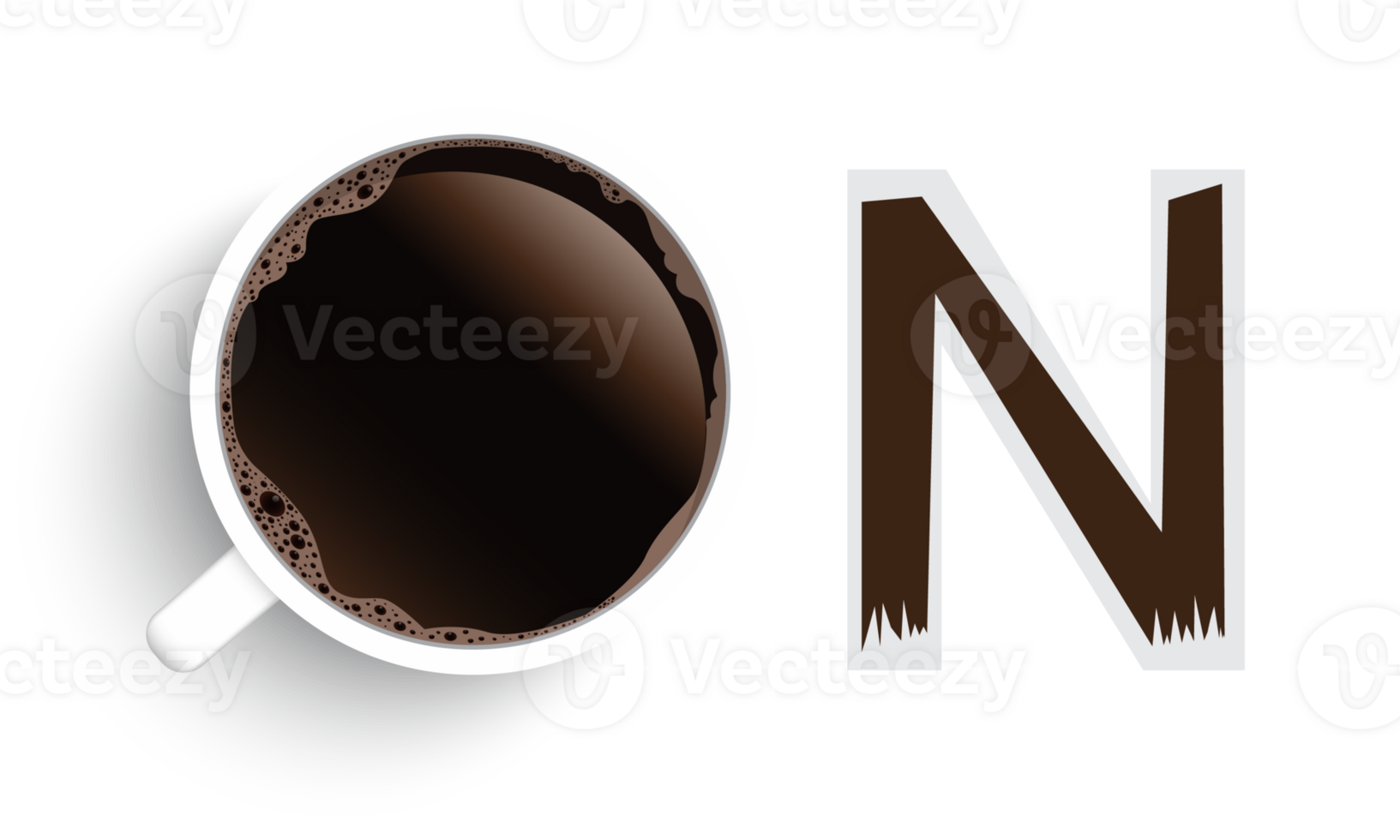 Realistic top view black coffee cup and saucer isolated on white background. illustration png