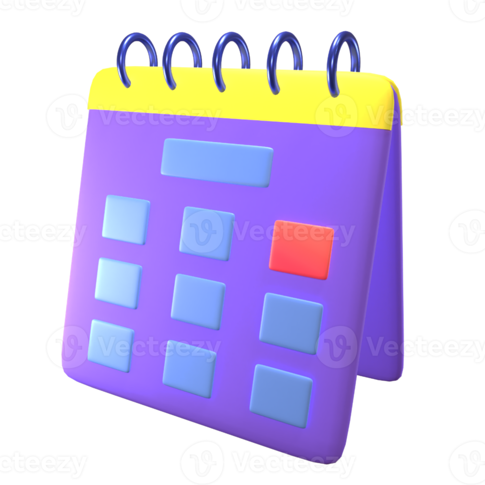 calendario de escritorio 3d con fechas marcadas icono de estilo de dibujos animados 3d png