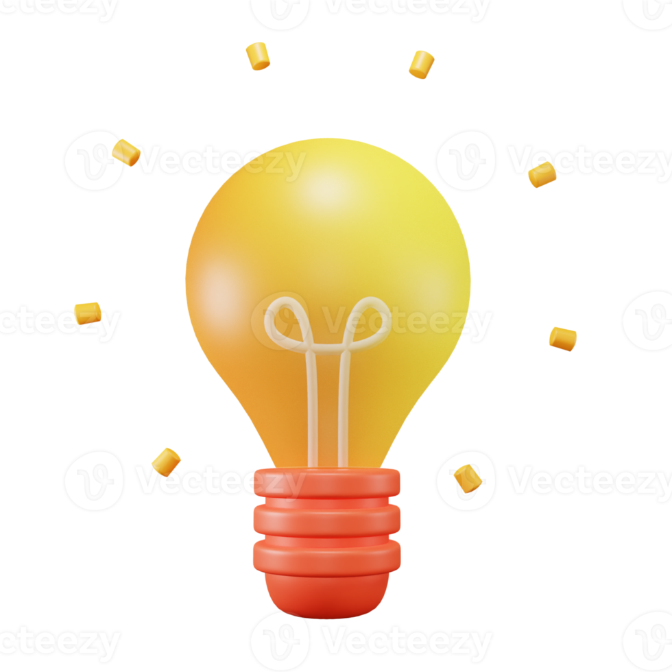 3D Illustration of light bulb icon png