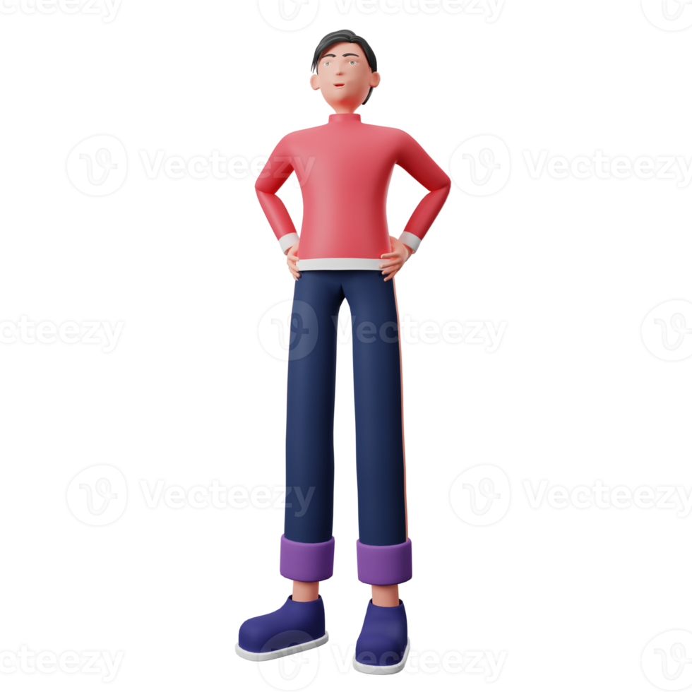 3D character illustrator standing pose png