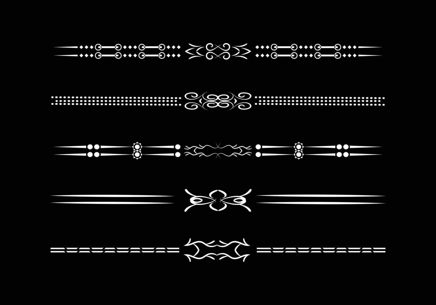 conjunto de divisores negros y retro de lujo. diseño caligráfico vector