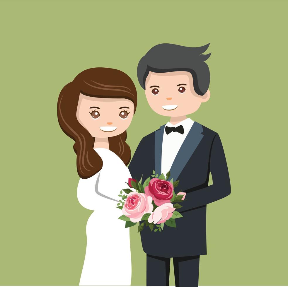 Happy bride and groom after wedding ceremony vector