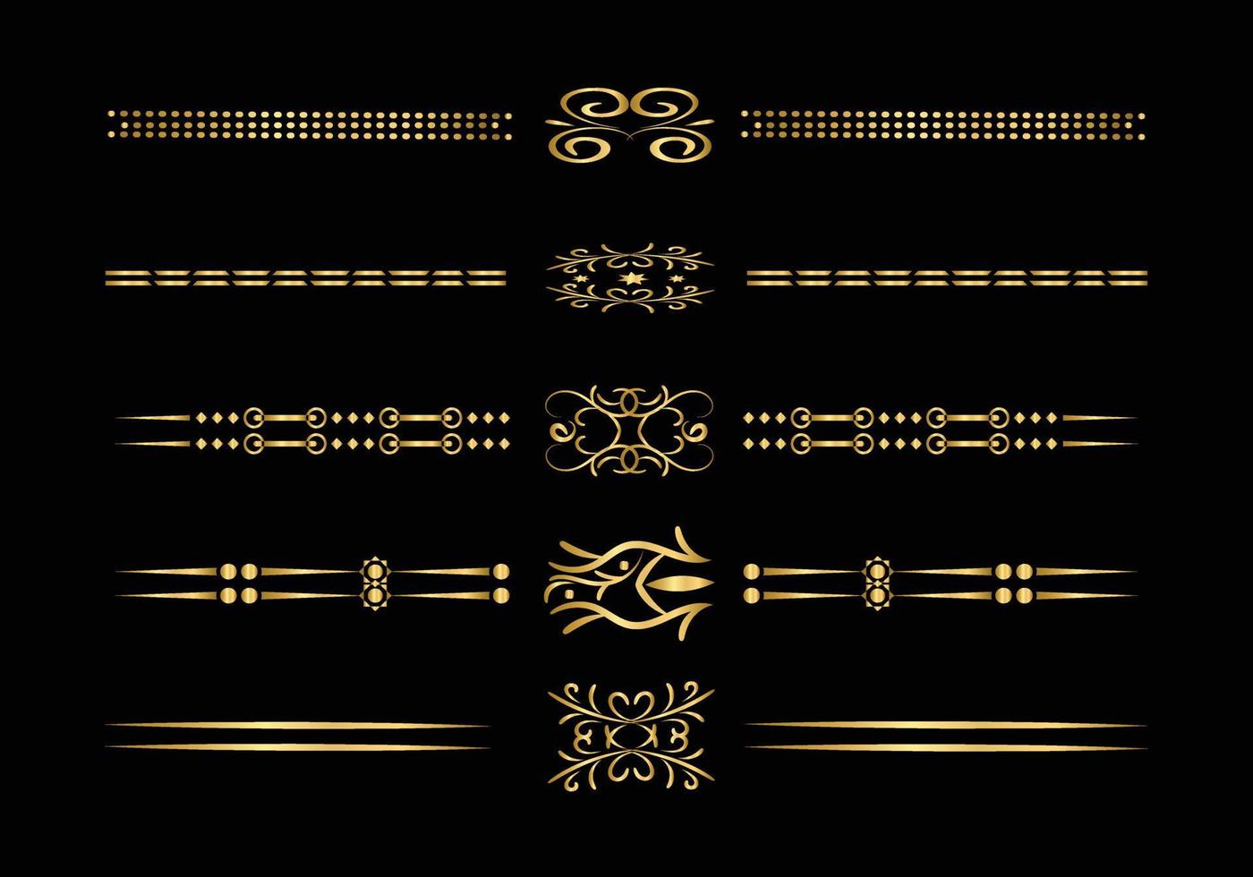 Luxury golden and retro dividers set. Calligraphic design elements vector. vector