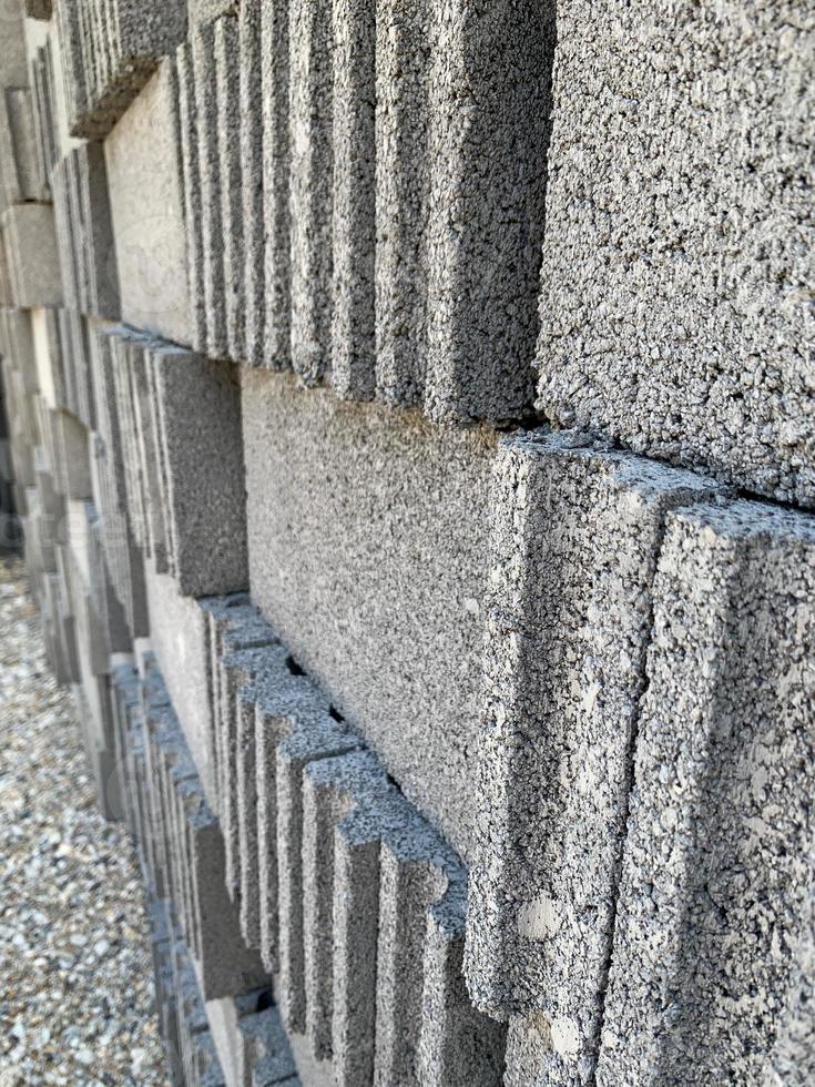 collection of cement block or brick lined up in warehouse 9389961 Stock