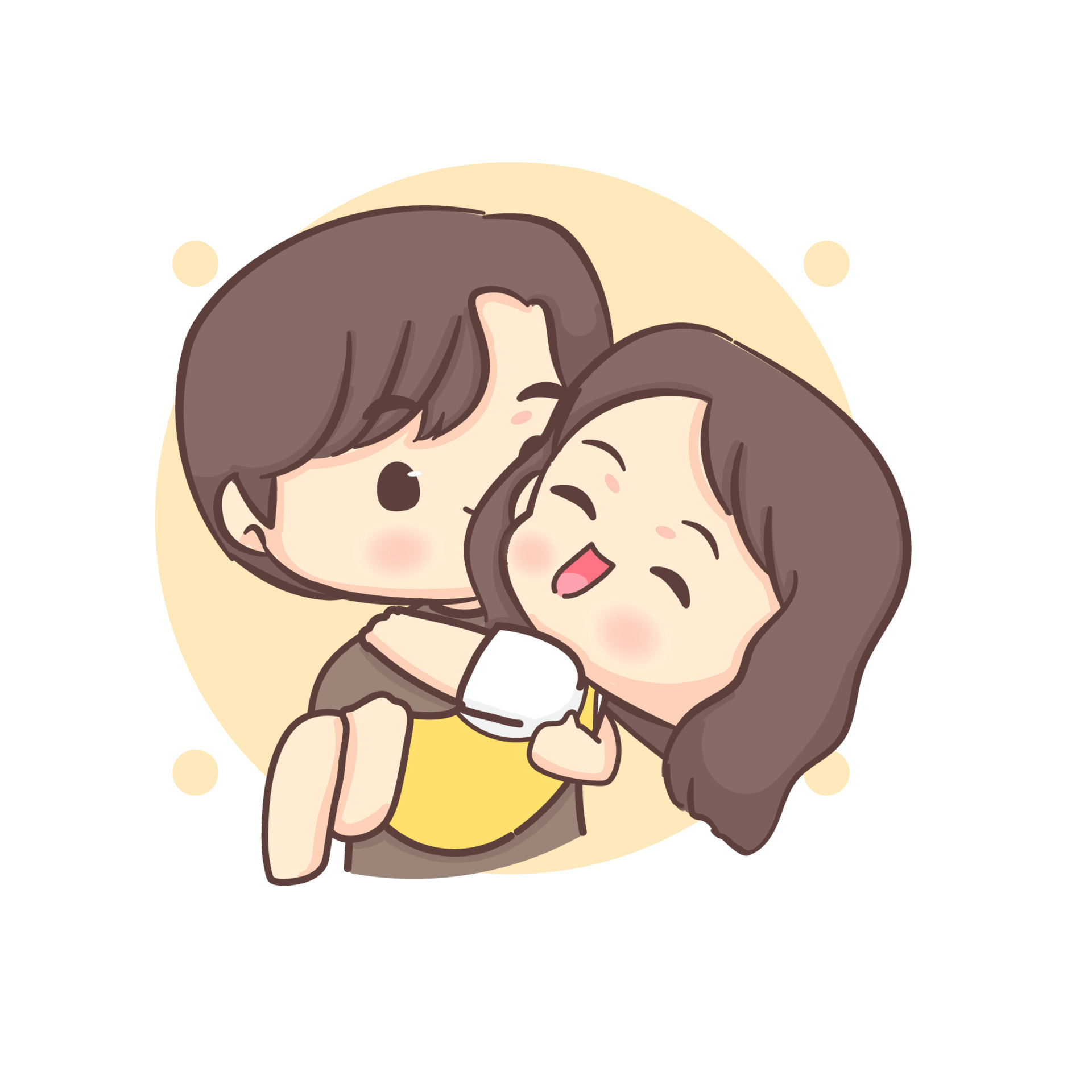 Cute Boy Is Carrying His Girlfriend. Happy Valentine Chibi Lovers Couple  Cartoon Character. 9390029 Vector Art At Vecteezy