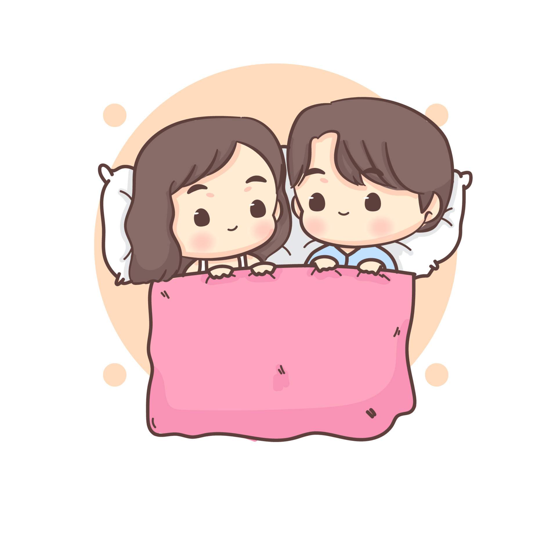 Cute lovers couple sleeping together. Happy valentine chibi cartoon  character. 9390031 Vector Art at Vecteezy