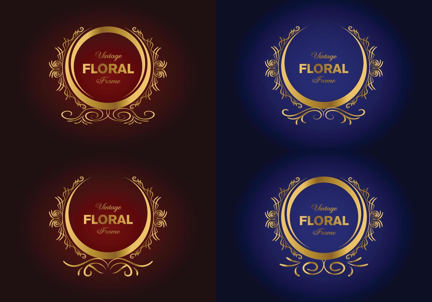 Beautiful circular golden floral stylish frame design. Free Illustration. vector