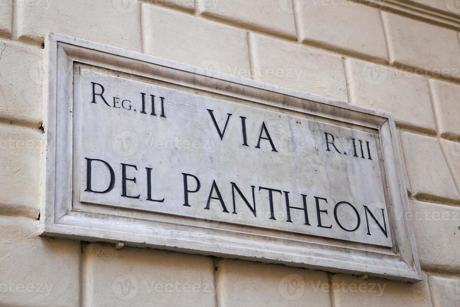 Via Del Pantheon Street Sign in Rome, Italy photo