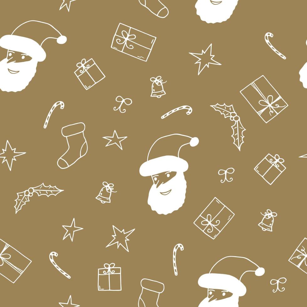 christmas and new year seamless pattern. hand drawn illustration in doodle style. vector