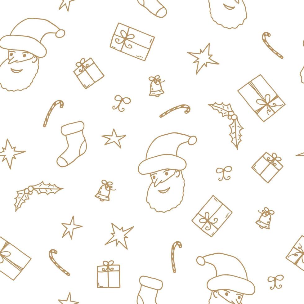 navidad y año nuevo de patrones sin fisuras. ilustración dibujada a mano en estilo garabato. vector