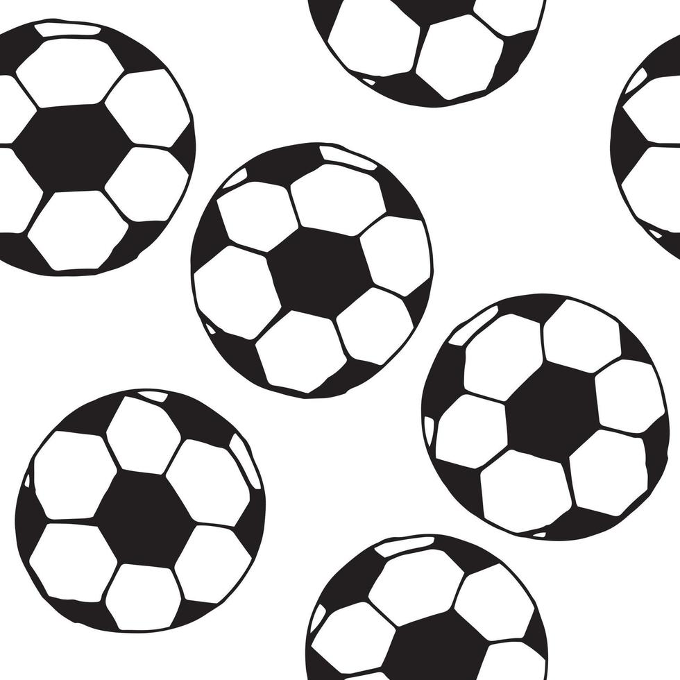 patrón sin costuras de pelota de fútbol. garabato dibujado a mano. , escandinavo, nórdico, minimalismo, monocromo. deporte fondos de pantalla envoltura textil banner fútbol vector