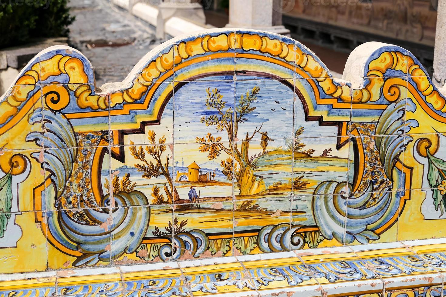 Cloister Garden of the Santa Chiara Monastery in Naples, Italy photo