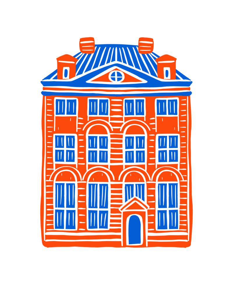 museo de la casa de rembrandt en estilo de diseño plano png