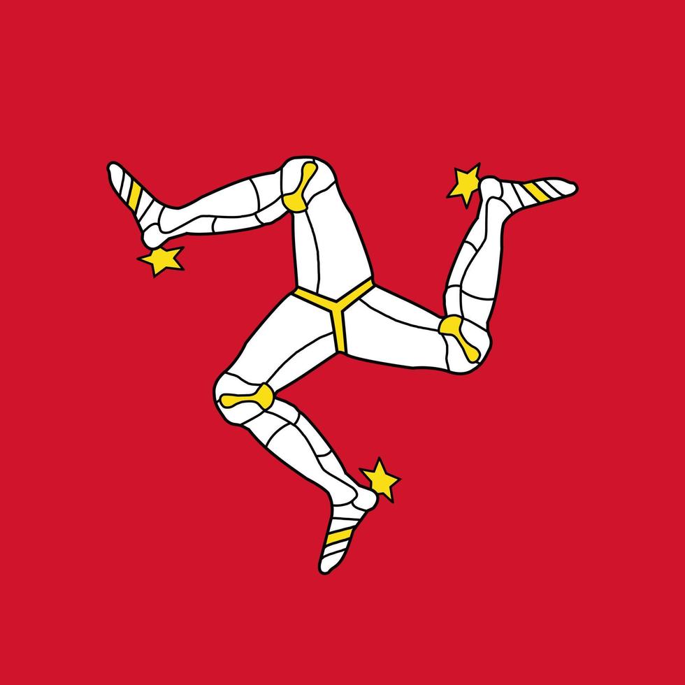 Isle of Mann flag, official colors. Vector illustration.