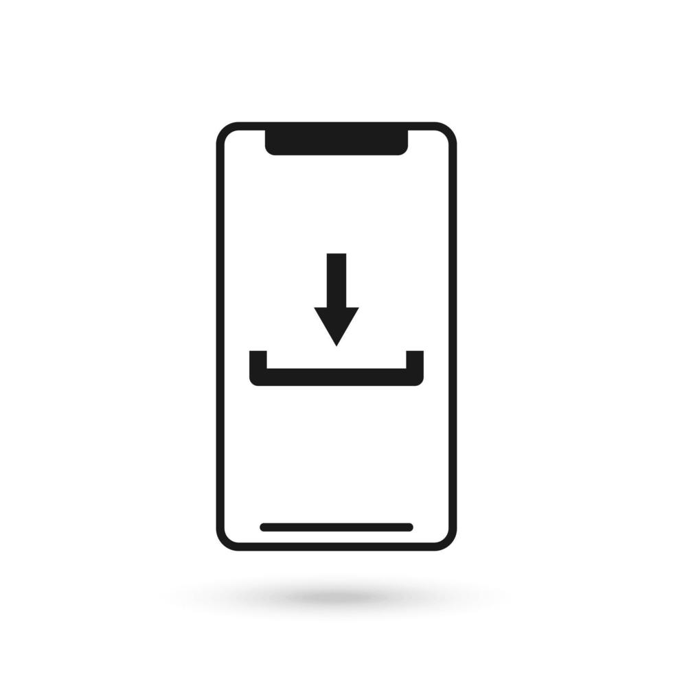 Mobile phone flat design with download icon sign. vector