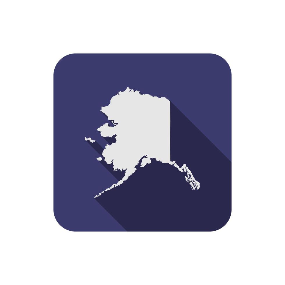 Alaska state on square red map with long shadow vector