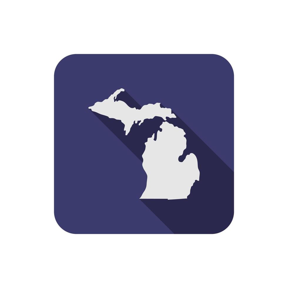 Mapa de la plaza del estado de Michigan con una larga sombra vector