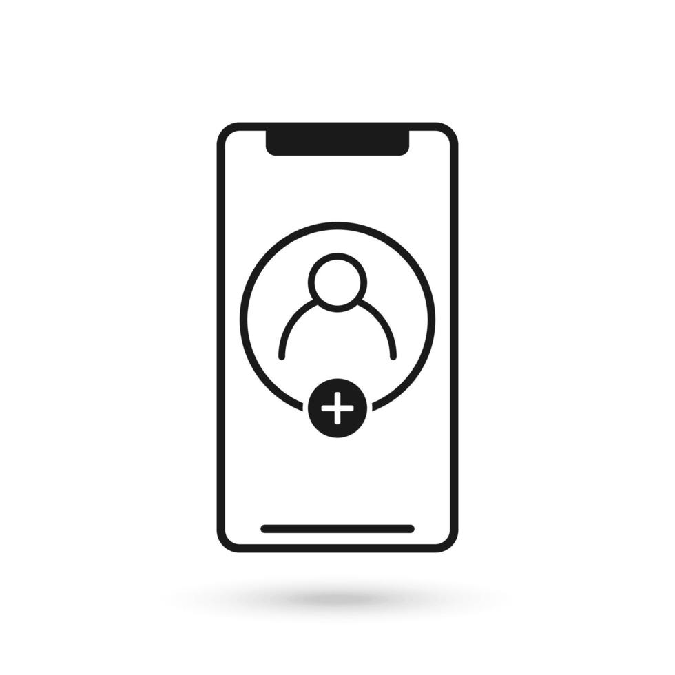 icono de diseño plano de teléfono móvil con plantilla en blanco con signo de avatar vector