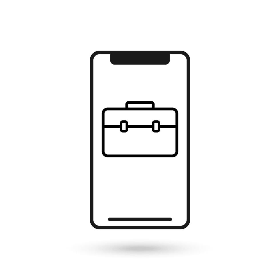 Mobile phone flat design with business case icon. vector