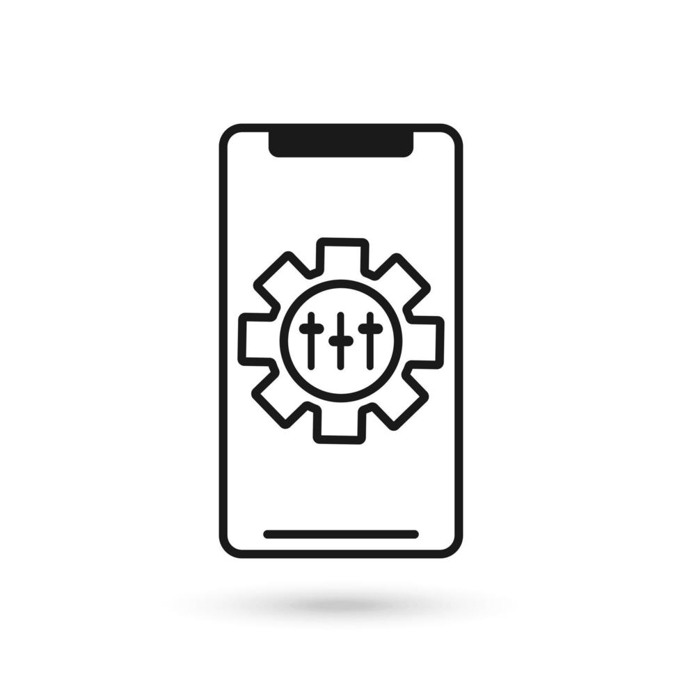 Mobile phone with Customisation flat design icon. vector