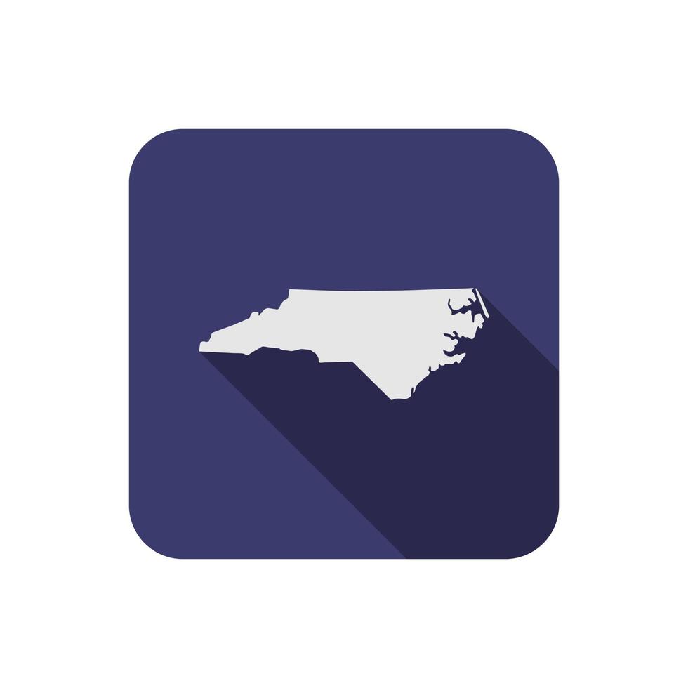 North Carolina square state map with long shadow vector