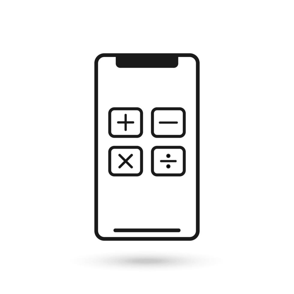 Mobile phone flat design with calculator buttons icon. vector