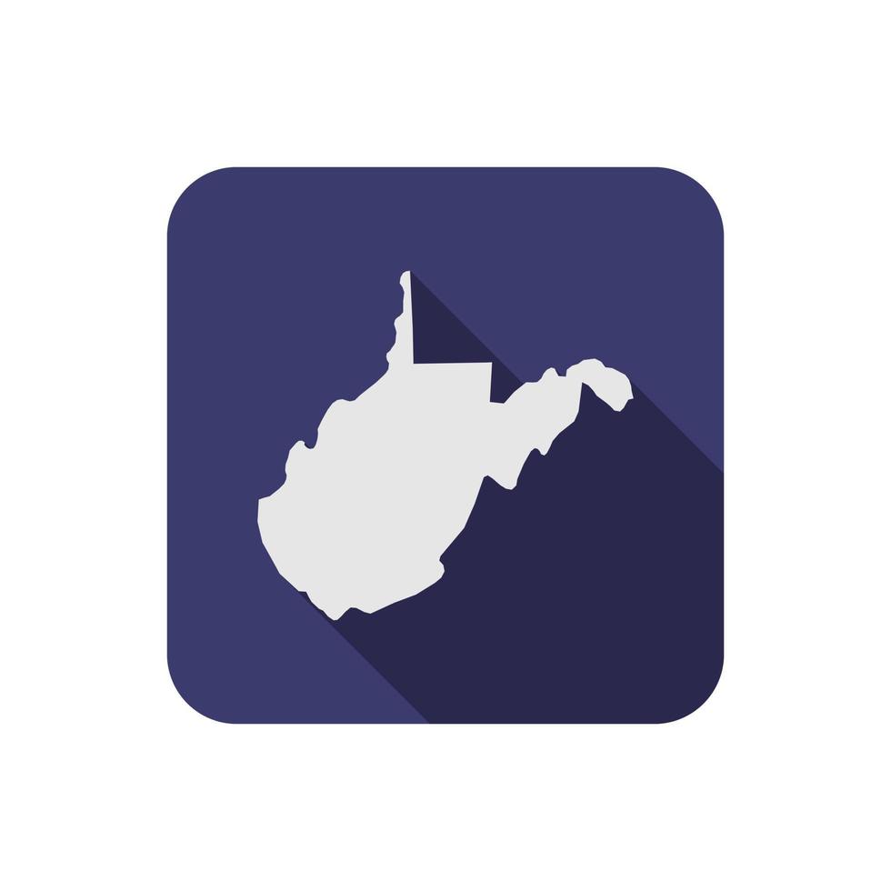 West Virginia state map square with long shadow vector