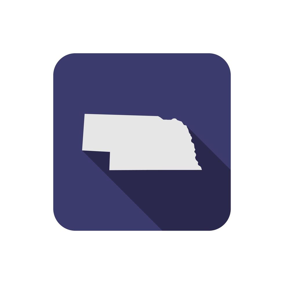Nebraska state square map with long shadow vector