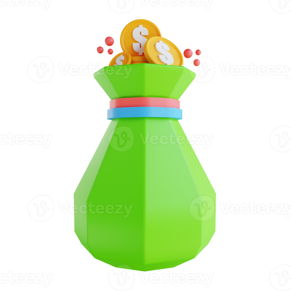 3D illustration low poly money bag png