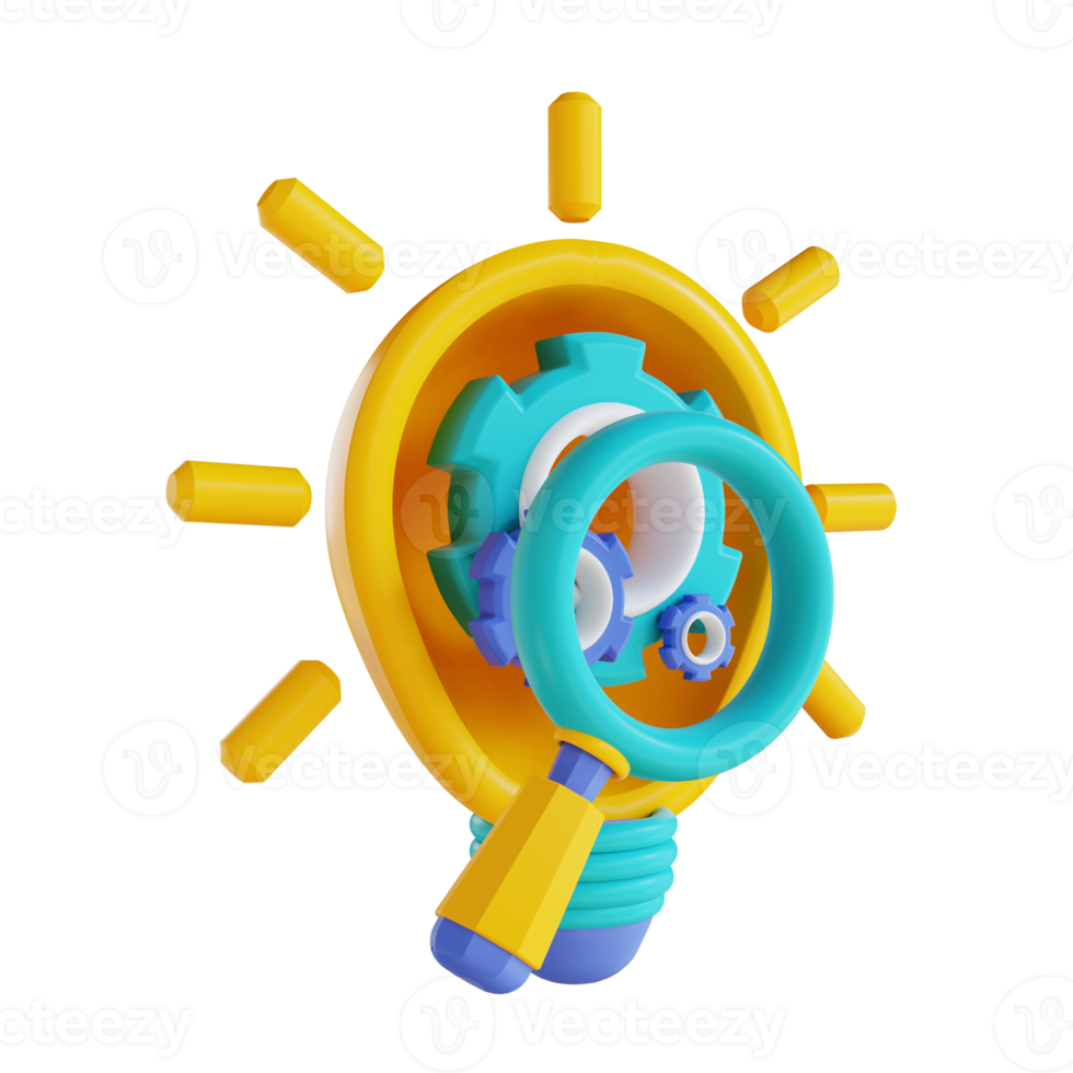 3D illustration search idea setting png
